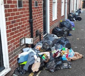 household waste left in streets