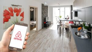 Air Bnb on mobile inside holiday let